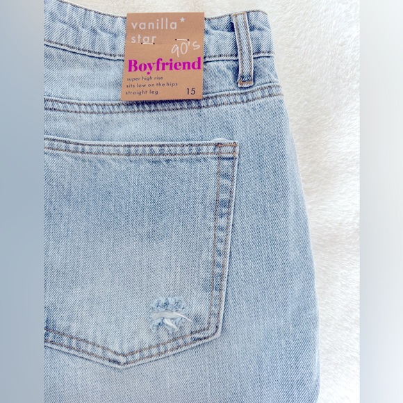 Vanilla Star High Rise Light Wash Boyfriend Jeans, Size 15 - NWT - Picture 3 of 13